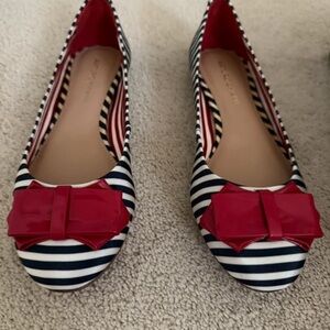 Arturo Chiang Striped Flats with Bold Red Bow